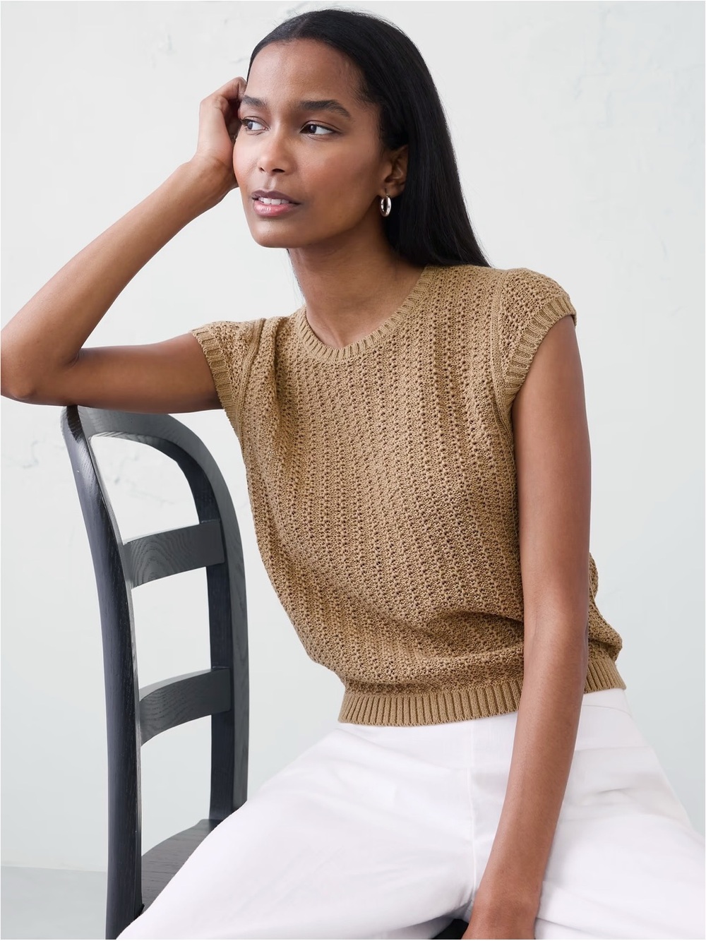 Banana Republic Factory Cotton-Blend Textured Sweater in Kelp Size XL